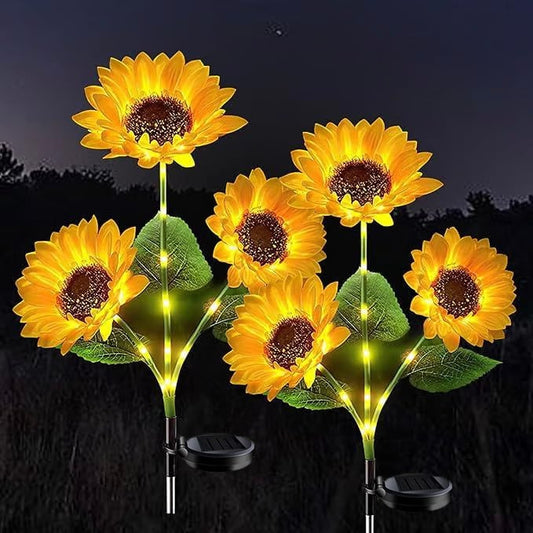 Solar LED Sunflower Garden Lights-29.6inch/74cm – 3 Heads / 2-Pack(Save 10%)