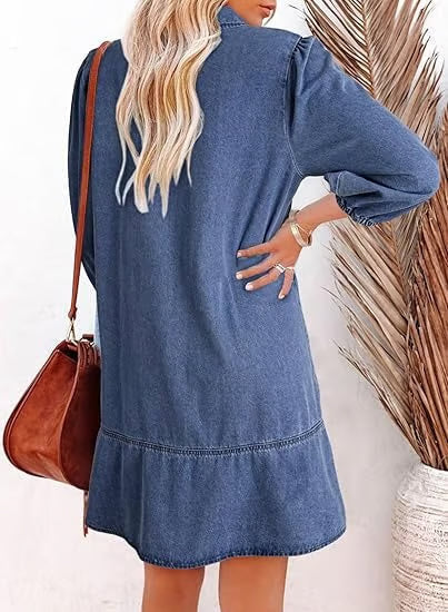 Deniva | Elegant V-Neck Denim Dress – image 6