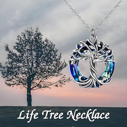 CelestiaTree – Elegant Mother’s Day Crystal Necklace – Silver-Blue Crystal