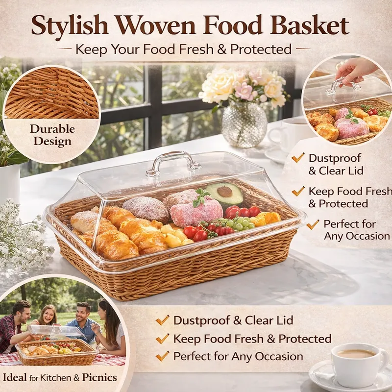 DineAura – Acrylic Covered Serving Basket – image 2