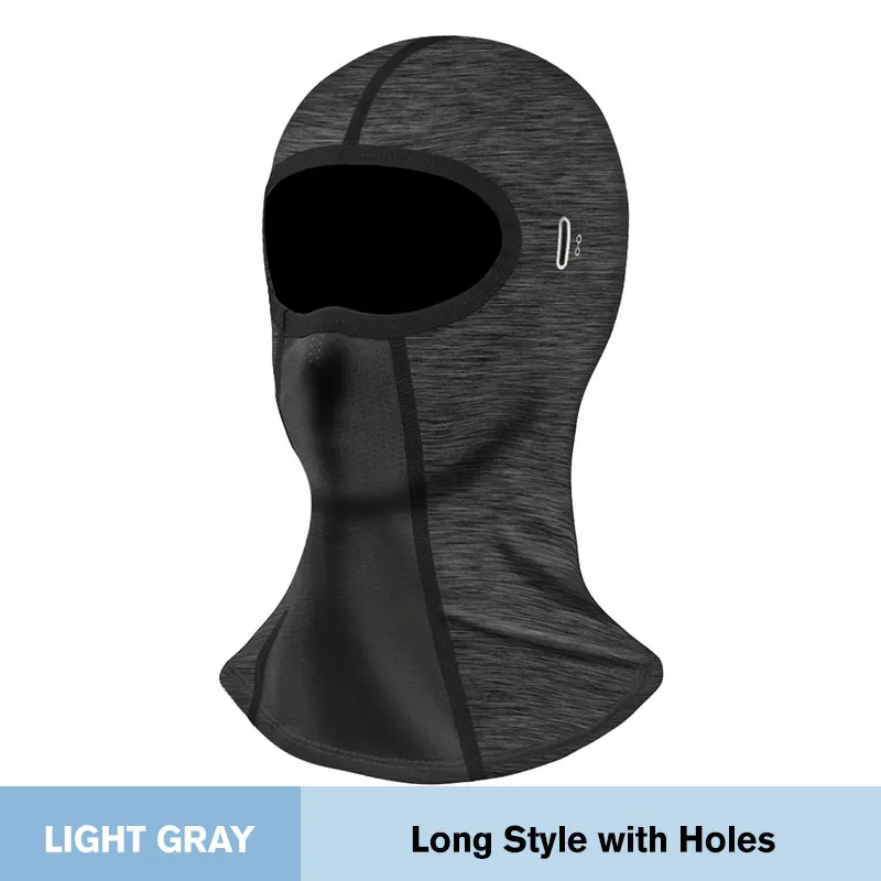StormShield – Windproof Full Face Mask – Long Style with Holes / Light Gray