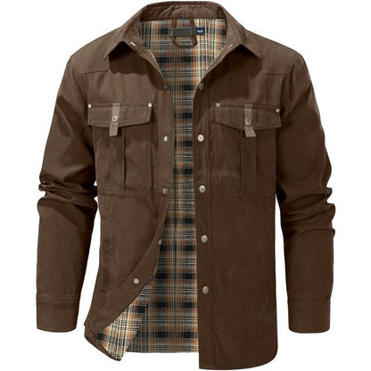 VistaWork – Versatile Flannel-Lined Utility Shacket – Brown / S