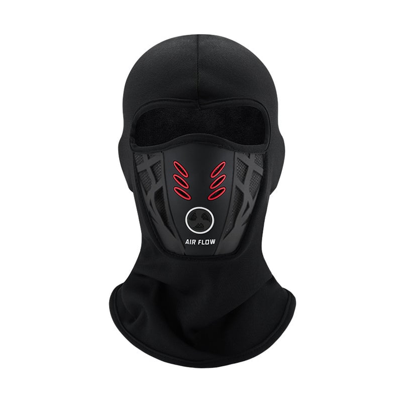RideGuard – Motorcycle Riding Mask – Leather Mouth(Black & Red)