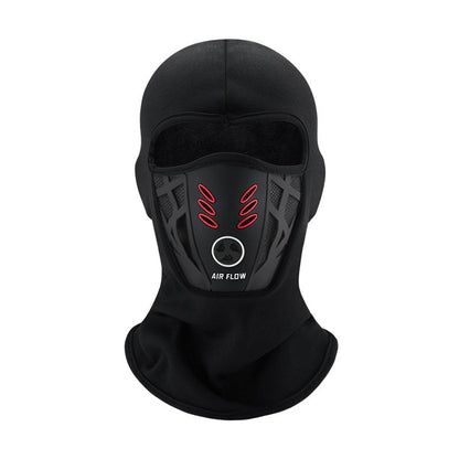 RideGuard – Motorcycle Riding Mask – Leather Mouth(Black & Red)
