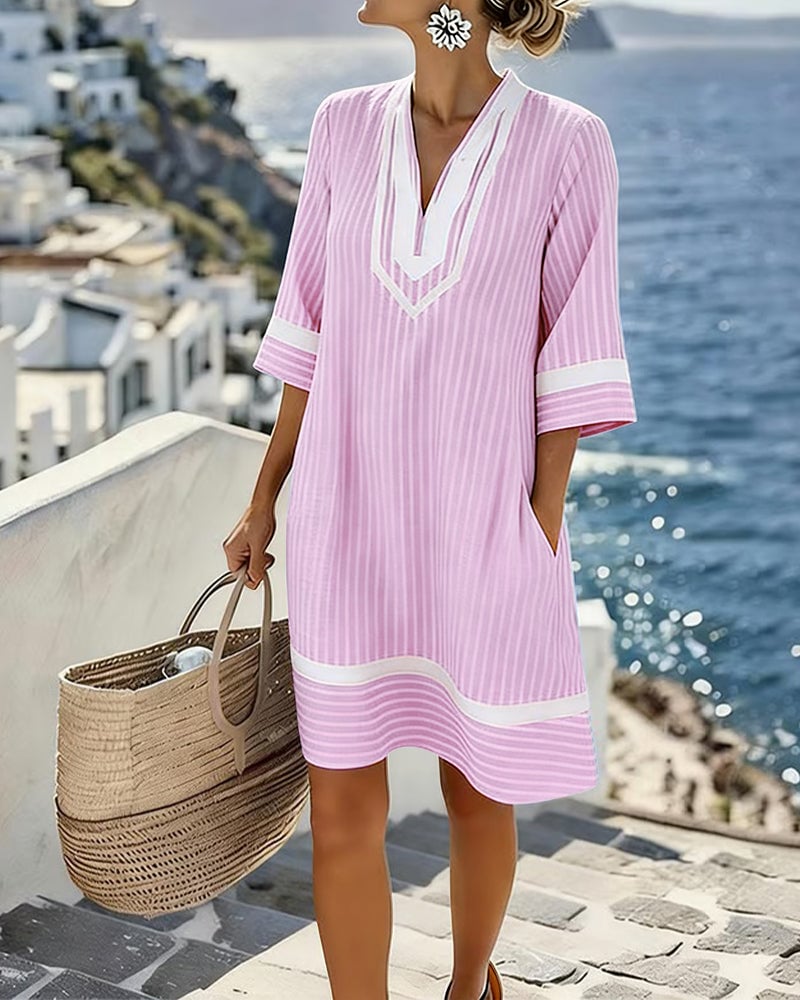 UrbanStripe - Pocket Dress For Everyday Summer Shift – Pink / US8/10(L)