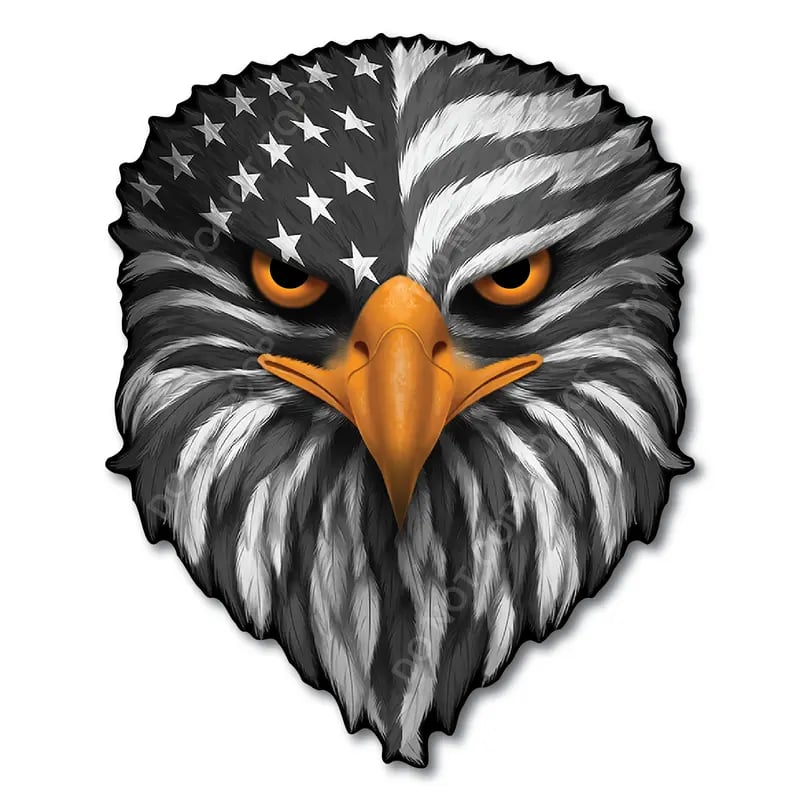 BoldEagle – Reflective Patriotic USA Flag Sticker – Black and White / 5" x 4"