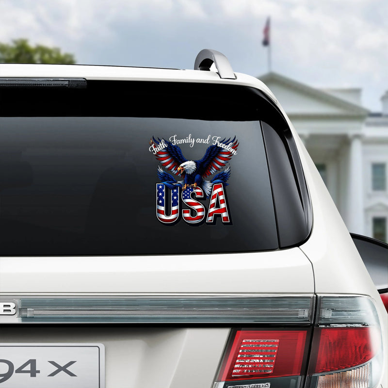 LibertyMark – America 250 Years Faith Family Freedom Car Decal – image 3