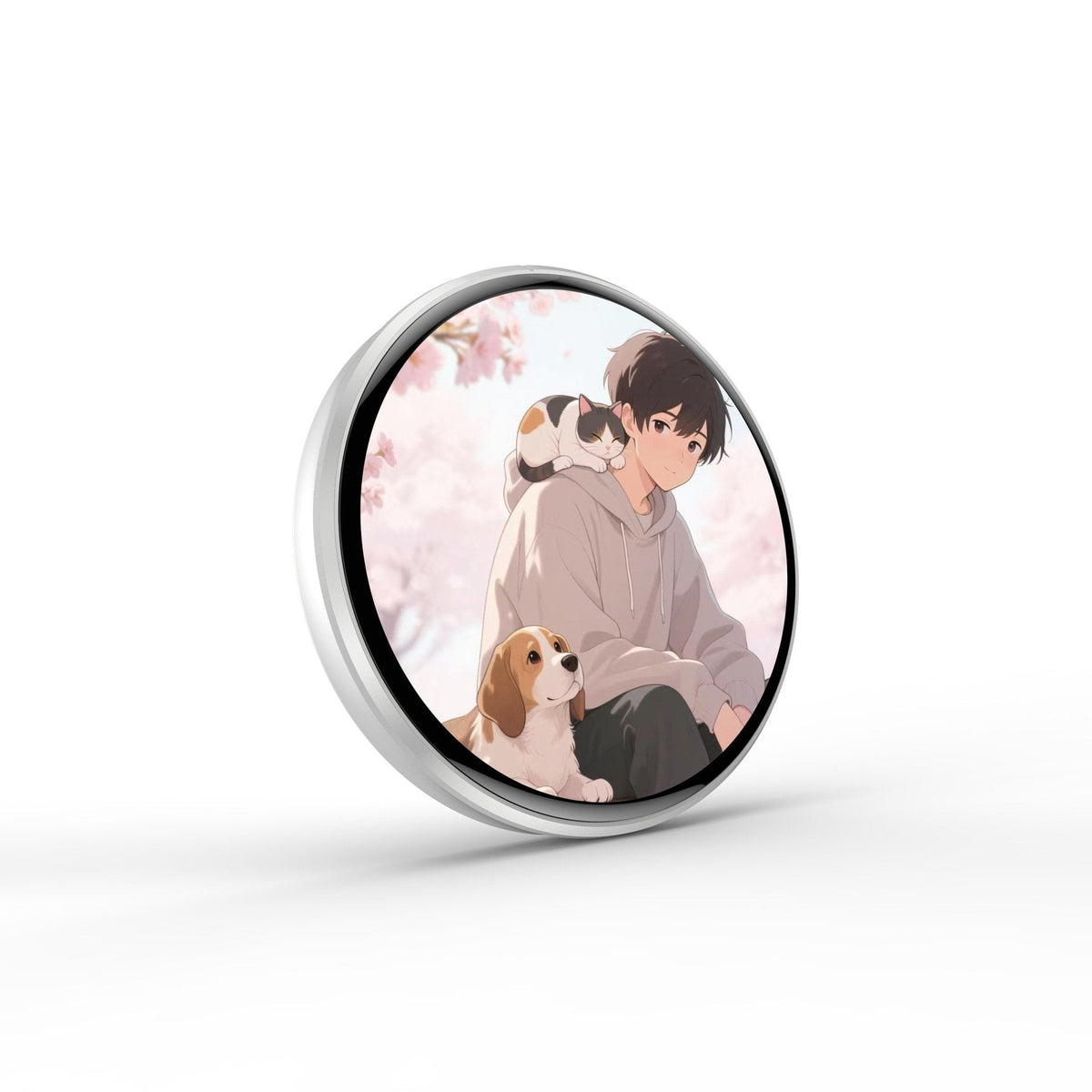 PixelPin – Digital Badge Photo & GIF Display Screen Pin – White