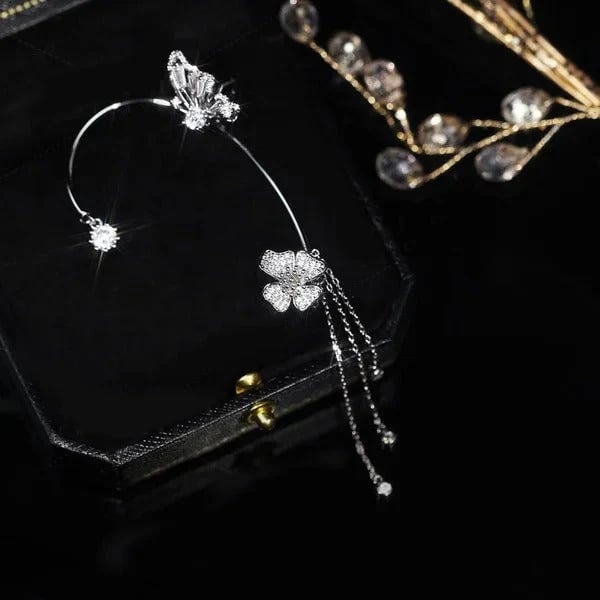 ButterGlow – Cubic Zirconia Butterfly Fringe Earrings – image 7