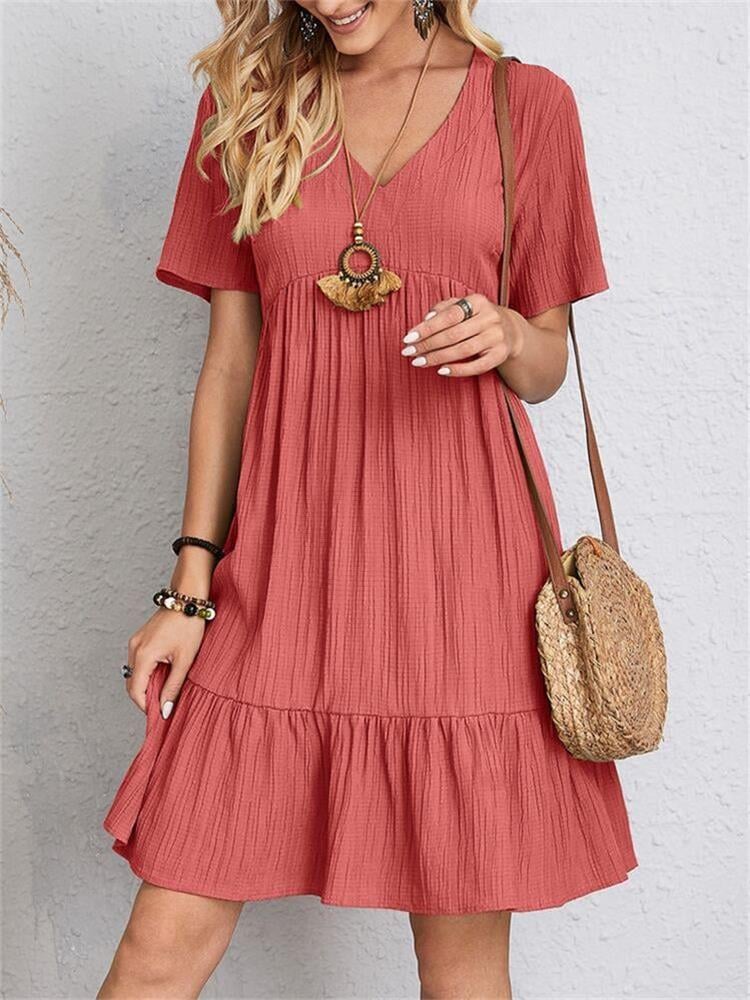 VintageMuse – Retro V-Neck Women’s Top – Red / S