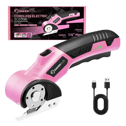 RapidSlice – Rechargeable Fabric & Metal Scissors – 1 Blade with Box, Pink