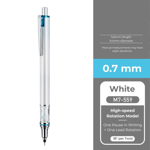 WritePro – Advance Mechanical Pencil M5-559, 0.3 mm – 0.7 mm – White 0.7 mm