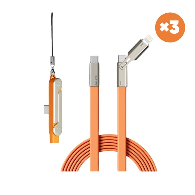 Power360 – Ultra-Fast Cable with Adjustable Phone Holder – Orange / 3 PCS