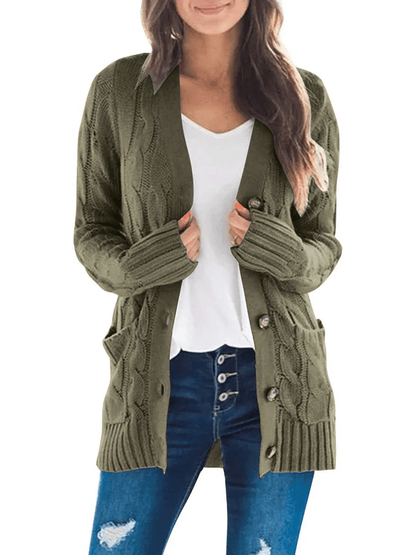AutumnGrace - Classic Cardigan – Army Green / S