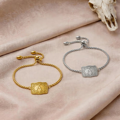 GlobeStyle – Premium Initial Embossed Bracelet – Silver / A