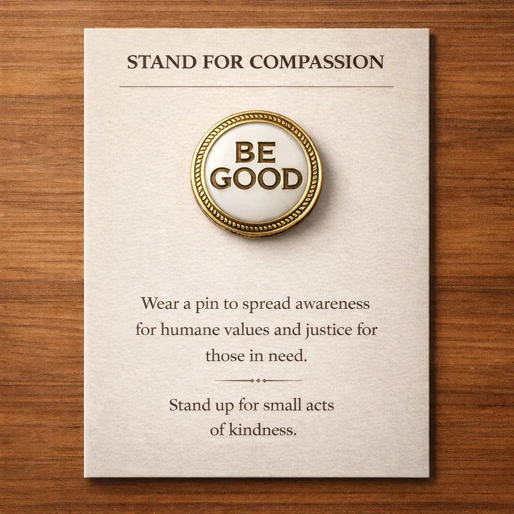 LumeIce – Compassion Crystal-Encrusted Lapel Pin – BE GOOD