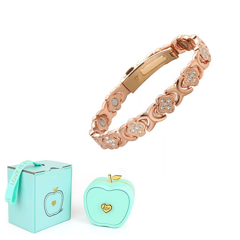 BloomGrace – Flower Copper Bracelet Elegant Style – 1 Bracelet + Turquoise apple box