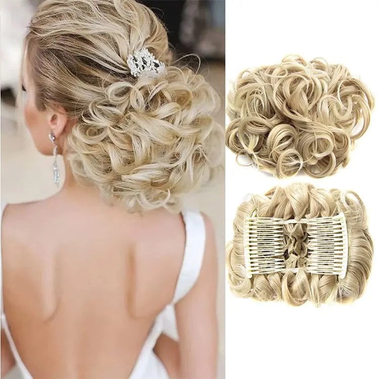 CurlNest – Messy Bun for Everyday Chic Looks – Beige/Blonde Mixed