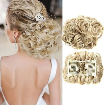 CurlNest – Messy Bun for Everyday Chic Looks – Beige/Blonde Mixed