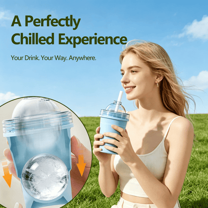 ChillCup – Foldable Silicone Ice Ball Drink Cup – Blue / Buy 1