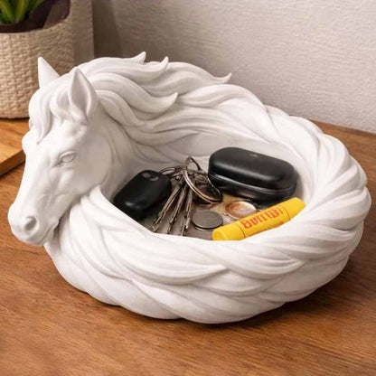 GoldenMane – Elegant Horse Bowl – White