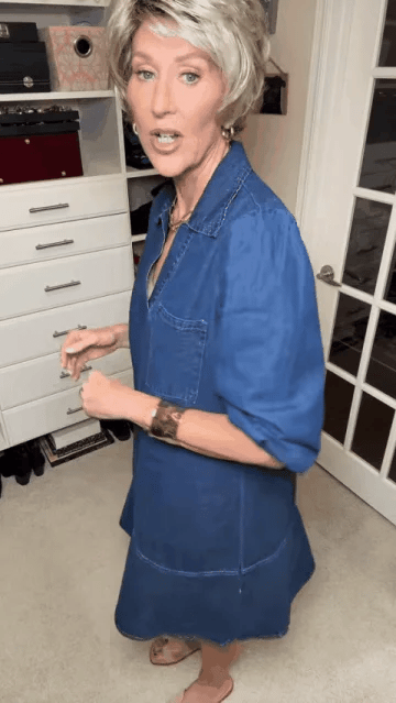 Deniva | Elegant V-Neck Denim Dress – Video Color / XS