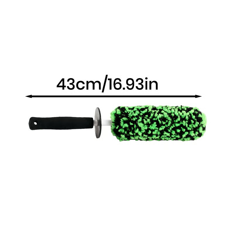 RimCare – Non Abrasive Microfiber Wheel Detail Brush – Black/Green Round Microfiber Brush
