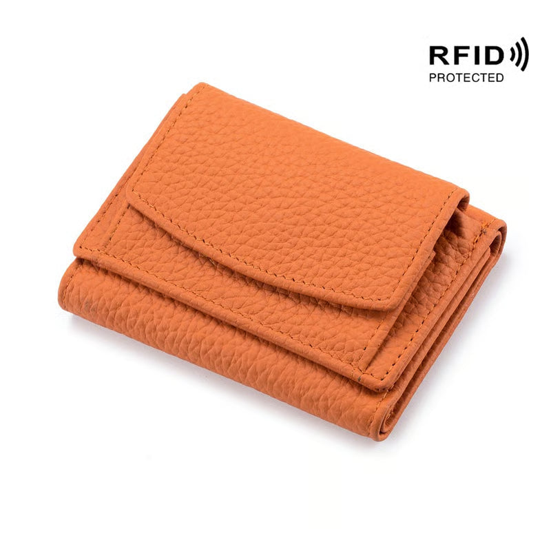 AuraVault - Premium Leather RFID Wallet – Orange