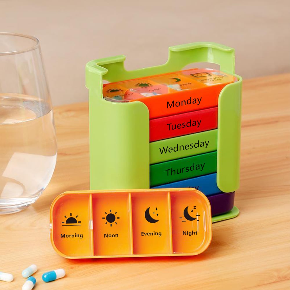 PillMaster – Weekly Medication Organizer Box – Green