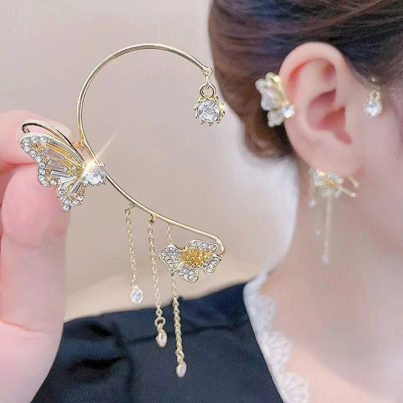 ButterGlow – Cubic Zirconia Butterfly Fringe Earrings – image 2