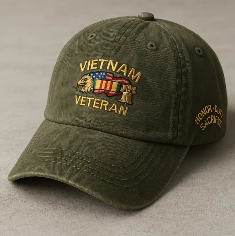 PatriotEagle – Patriotic Honor Dad Hat – Green / One Size Fits Most (Circumference 22 1/8"- Circumference 24 1/8")