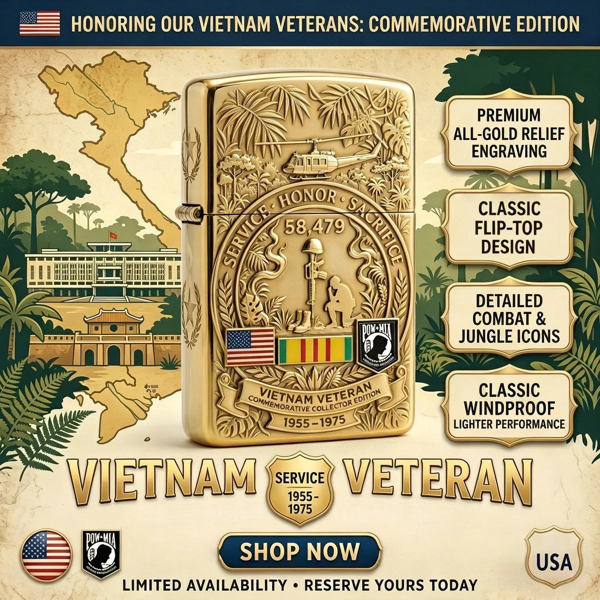 PatriotFire – Vietnam Veteran Tribute Lighter – image 2