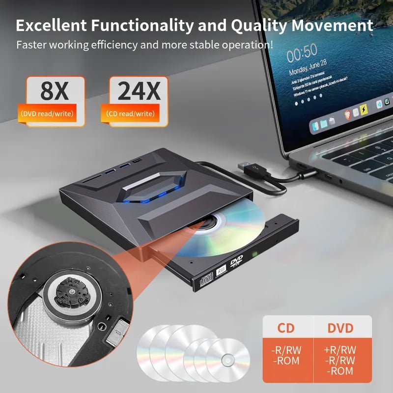 DiscMate – Retro-Style Portable CD/DVD Burner – image 4