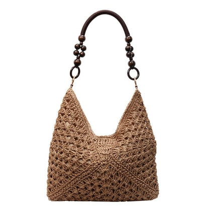 PalmAura - Straw Shoulder Bag – Khaki