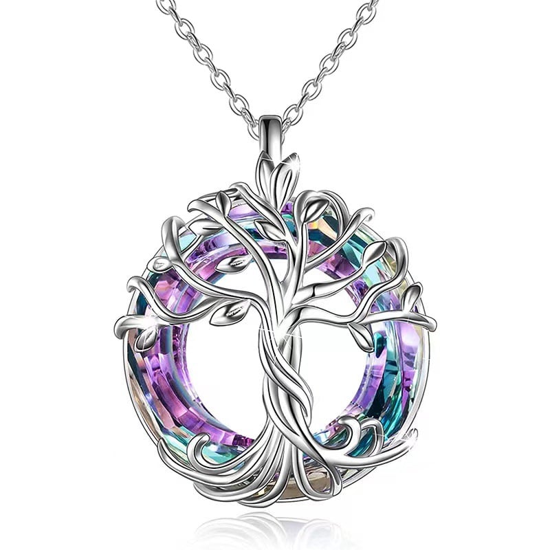CelestiaTree – Elegant Mother’s Day Crystal Necklace – Silver-Purple Crystal