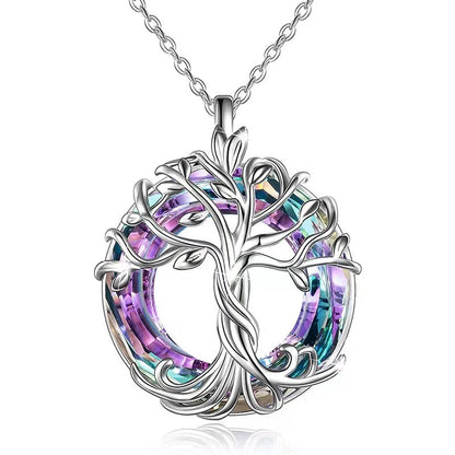 CelestiaTree – Elegant Mother’s Day Crystal Necklace – Silver-Purple Crystal