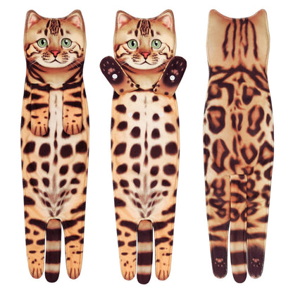 PurrSoft – Cute Cat Microfiber Hand Towel – Bengal Cat