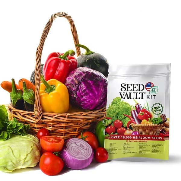 Ultimate Survival Seed Vault (16,000+ Seeds) | 35 Variety Pack|50-Year Shelf Life