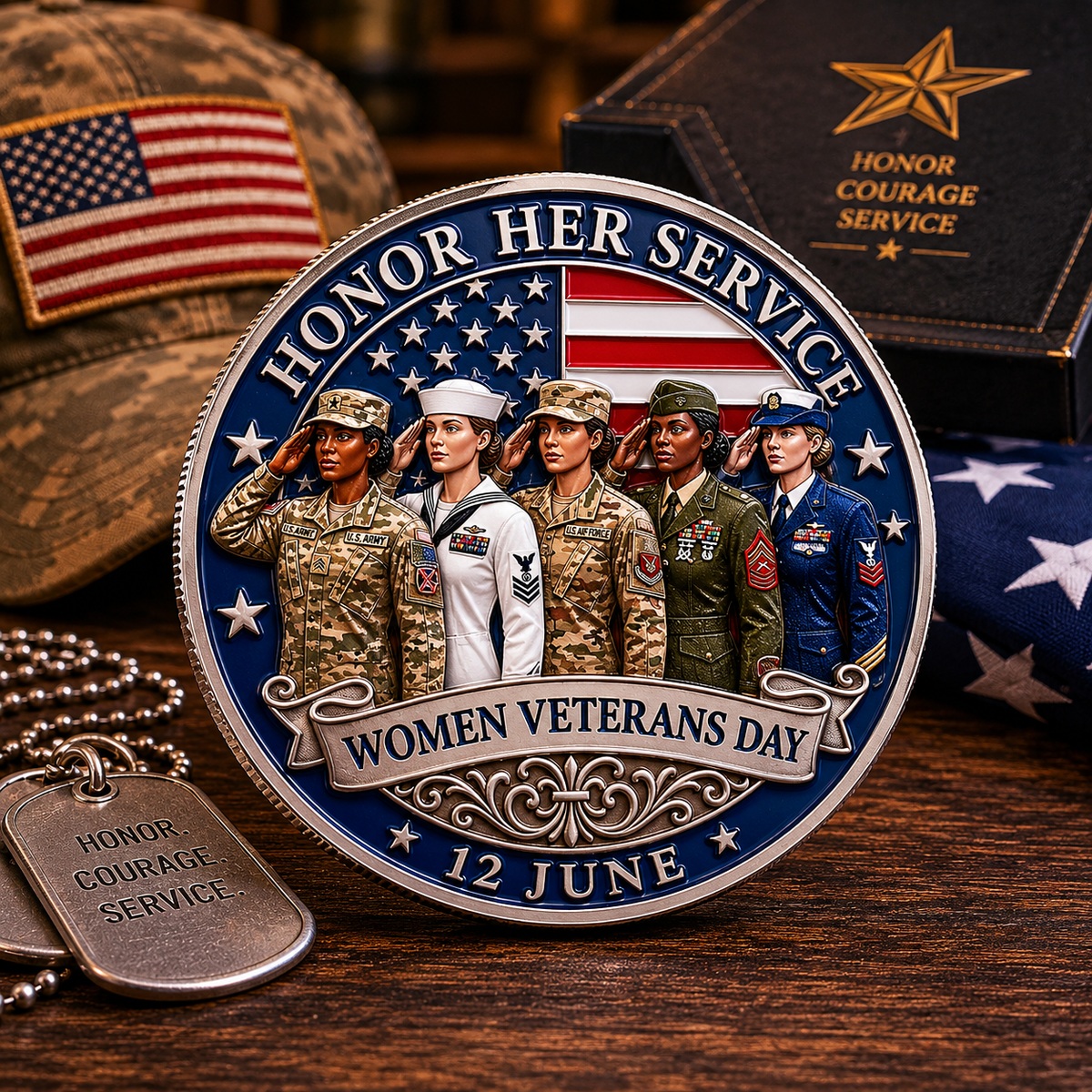 ValorRose – Female Veteran Tribute Challenge Coin – image 5