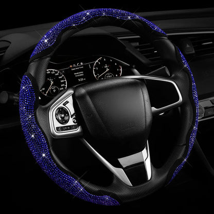 LuxiDrive – Crystal Studded Steering Wheel Cover – Blue / 3pcs