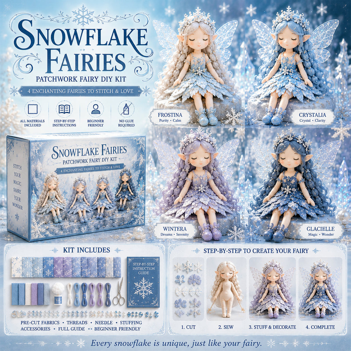 FairyStitch – Patchwork DIY Craft Collection – ️ Snowflake Fairies / Buy 1