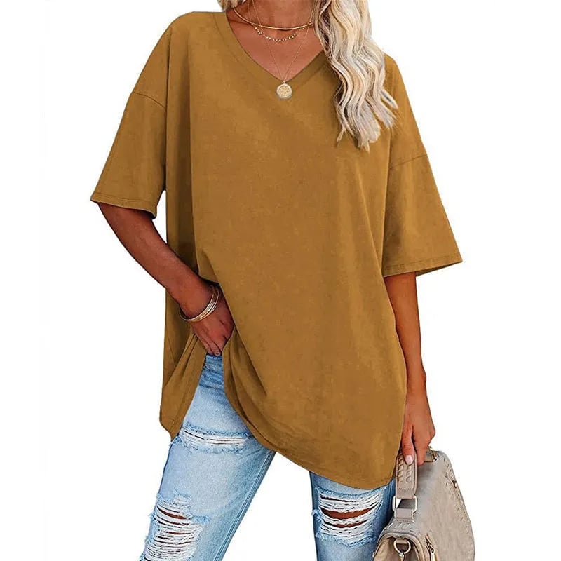 LunaWear – Summer New Women’s Loose T-Shirt – Earthy Yellow / S
