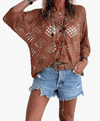 LunaCrochet – Summer Bohemian Top – Caramel / S