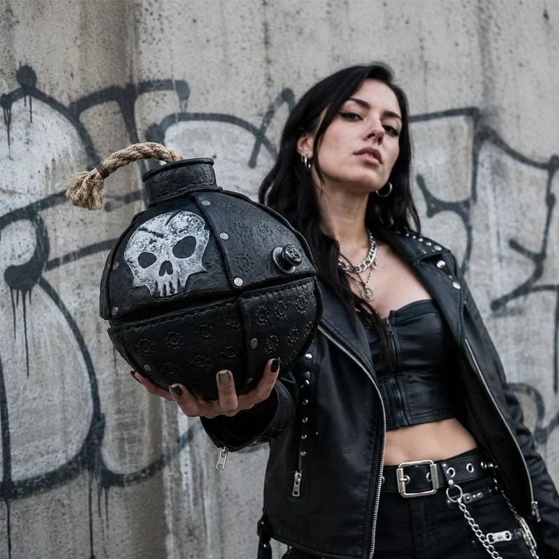 ShadowFuse – Gothic Bomb Shape Fashion Crossbody Bag – image 4