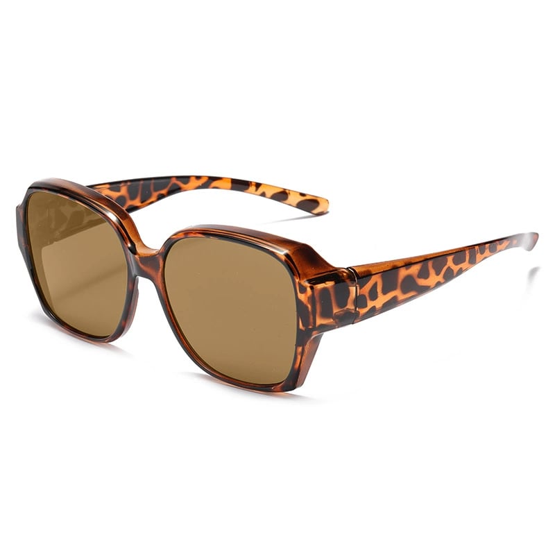 VisionGuard - UV400 Over-Glasses Polarized Sunglasses – Brown leopard print
