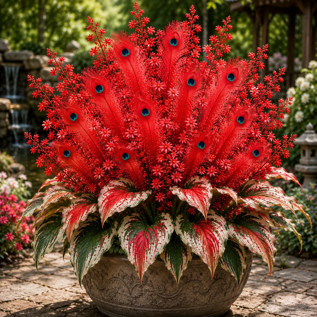 FlameFeather – Peacock Hosta Bulbs – Red / Starter Garden Set(200 pcs)