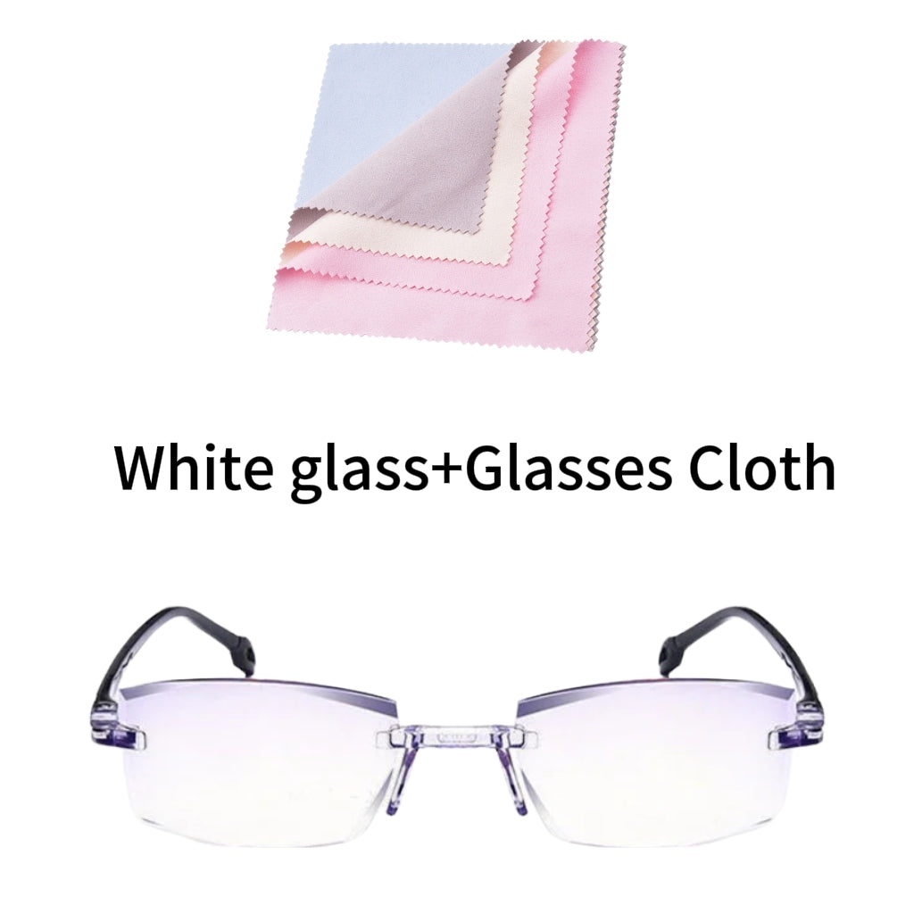 VisionGuard – Sapphire Anti-Blue Dual-Use Reading Glasses – White glass+1 Piece Glasses Cloth (Random Color) / '+1.00 / 45-49 YEAR OF AGE