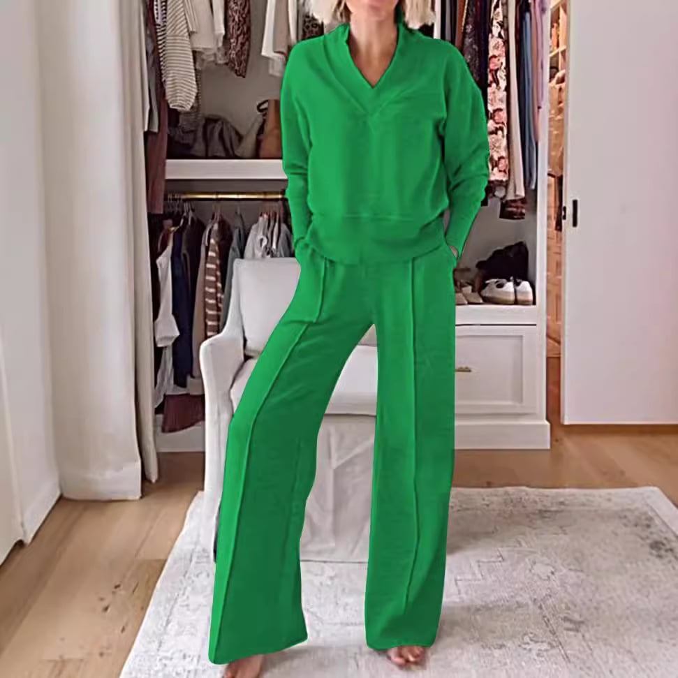 ModaGrace – Everyday Two Piece Outfit – Green / S