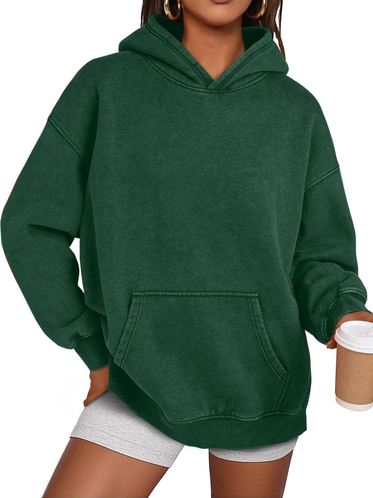 RetroVibe – Acid Wash Pullover – Dark Green / S