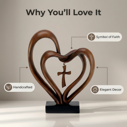 Marriage Takes Three – Entwined Heart & Cross Christian Wedding Sculpture – image 8